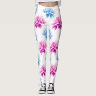 Legging Dahlia Rosa, Blue Dahla, Floral, Flores