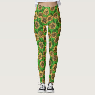 Legging Dahlias em amarelo e verde
