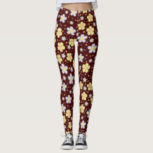 Legging Daisies. Amarelo e Rosa D Vermelho BG