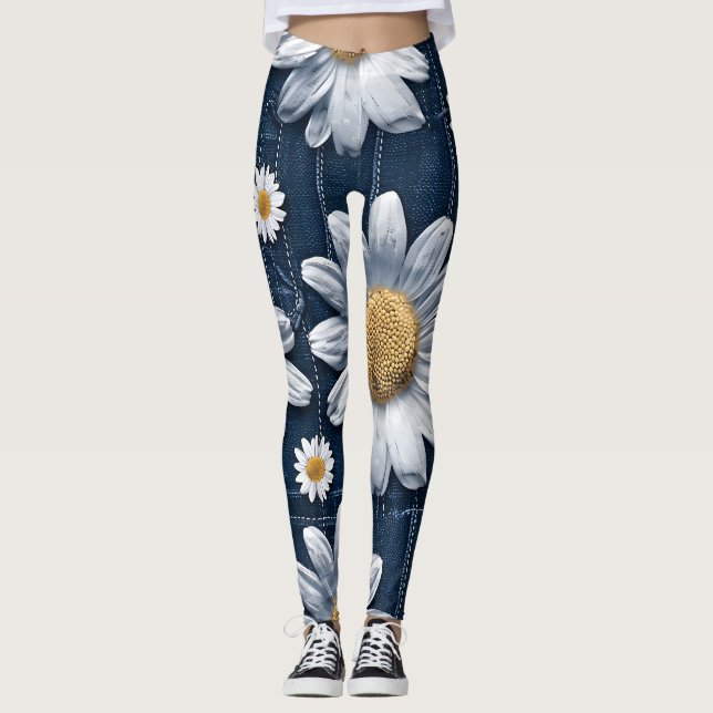 Legging Daisies em Denim (Frente)