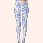 Legging Dala Horse — Indigo Sueco e Padrão Branco<br><div class="desc">Padrão de Cavalo Dala ou Dalecarliano em azul e branco-periwinkle. Design do estilo popular sueco.</div>