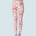 Legging Dala Horse - Padrão Vermelho e Branco Sueco<br><div class="desc">Dala ou Dalecarlian Horse em vermelho e branco. Design do estilo popular sueco.</div>