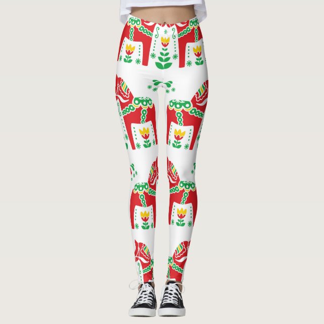 Legging Dala Horse Sueco: Arte Folk (Frente)