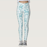 Legging Dala Horse — Teal e Padrão Branco Sueco<br><div class="desc">Dala ou Dalecarlian Horse em verde e branco.  Design do estilo popular sueco.</div>