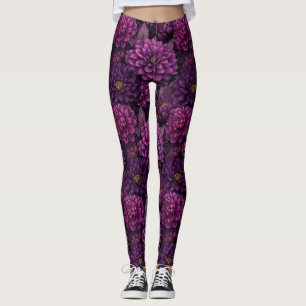 Legging Dálias Atléticas Roxas Ideia Estética para o Dia d