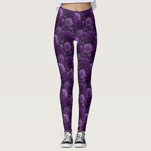 Legging Dálias de Maternidade Roxas Inspiradas Melhores Pr (Frente)