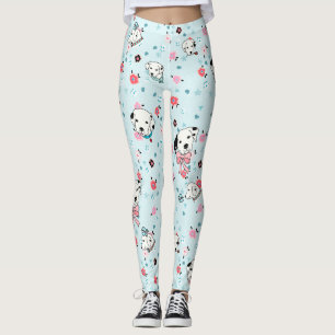 Legging Dalmaciana Puppy Floral - azul claro