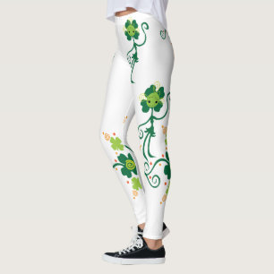Legging Dama De Vidro De Quatro Folhas Com Flores
