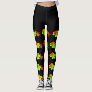 Legging Dama dos insetos em um padrão de Shamrock Black T