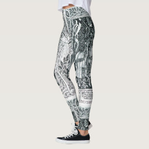 Legging Dama Medieval E Cavaleiro A Cavalo Preto Branco