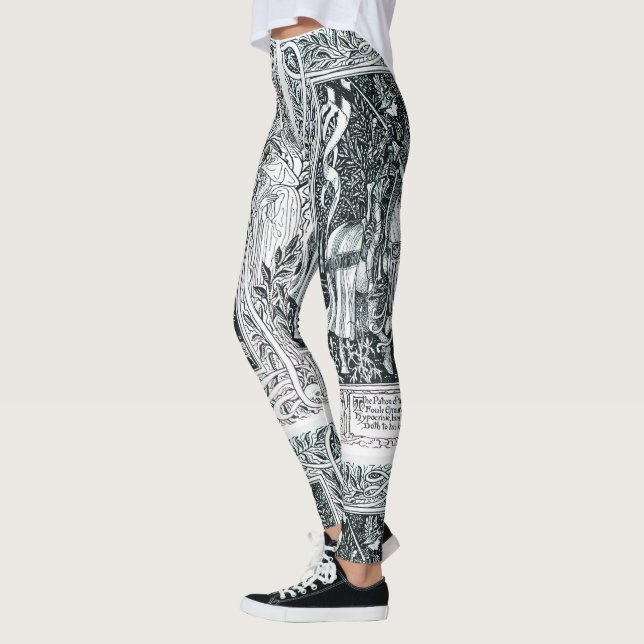 Legging Dama Medieval E Cavaleiro A Cavalo Preto Branco (Esquerda)