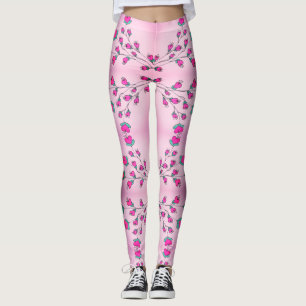 Legging Damas com Padrão de Coração Rosa