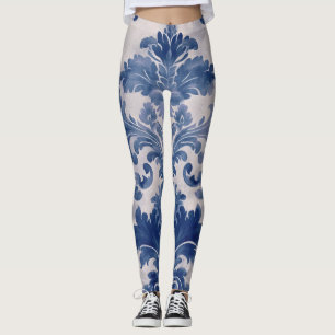 Legging Damasco elegante Toile de jouy azul