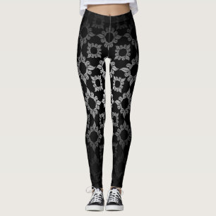 Legging Damasco Floral Branco