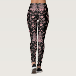 Legging Damasco rosa e preto