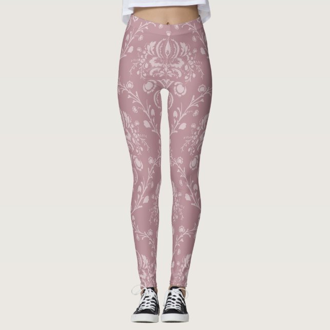 Legging Damasco roxo e branco (Frente)