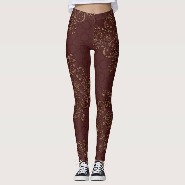 Legging Damasco | Zazzle_Growth. (Frente)