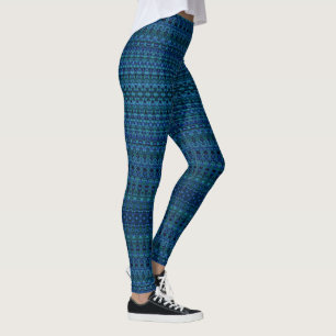 Legging Damask verde e Abstrato azul