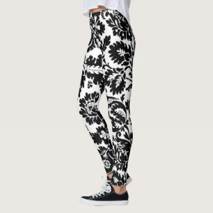 Legging Damask Vintage Black and Whtie