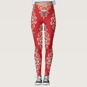 Legging Damask Vintage: Floreish Seamless Pattern.