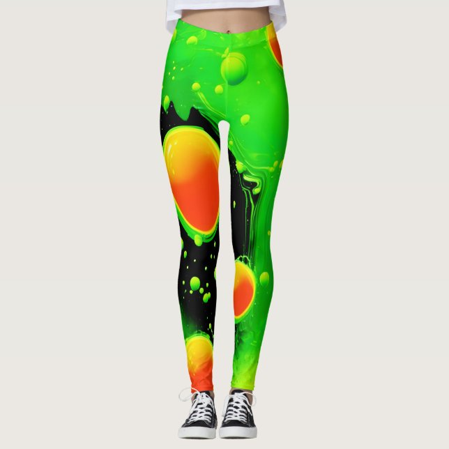 Legging Dança de Bolha Neon Elétrica (Frente)