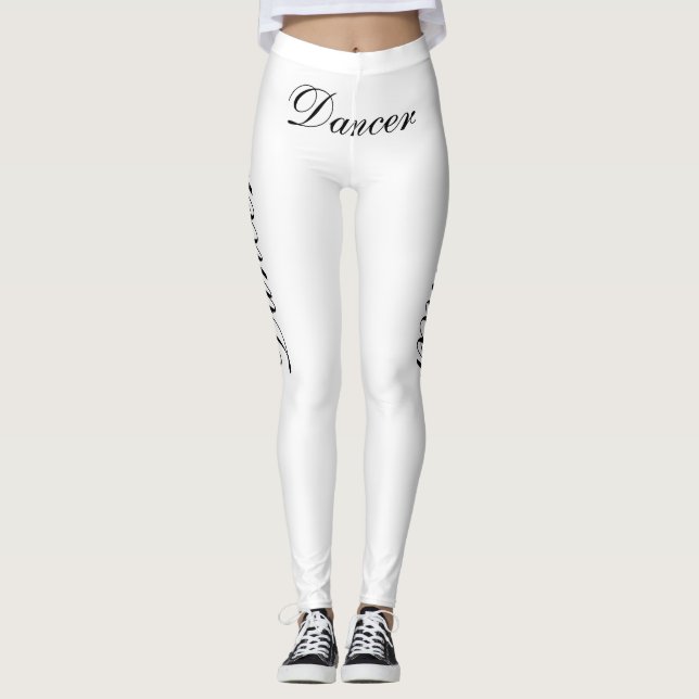 Legging dançarina preta em branco (Frente)