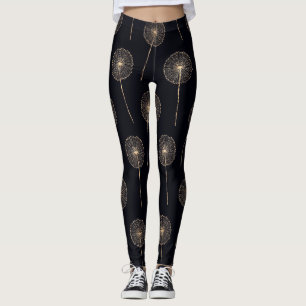 Legging Dandelion deseja um padrão rosa dourado e preto