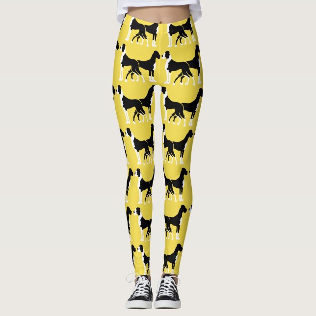 Legging Daneses de Boston Amarelos Preto e Branco (Frente)