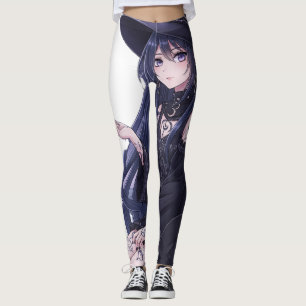 Legging Dark Fantasy Anime Rapariga e Gótica Black Cat Art