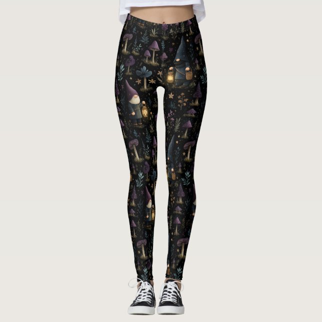 Legging Dark Fantasy Gnomo e Mushroom Pattern (Frente)