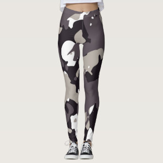 Legging Dark Gray Black And White Camouflage PatteLeggings