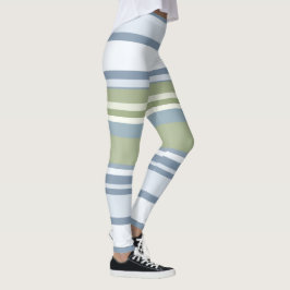 Legging Dark Pastel Blue and Spring Rain Stripes