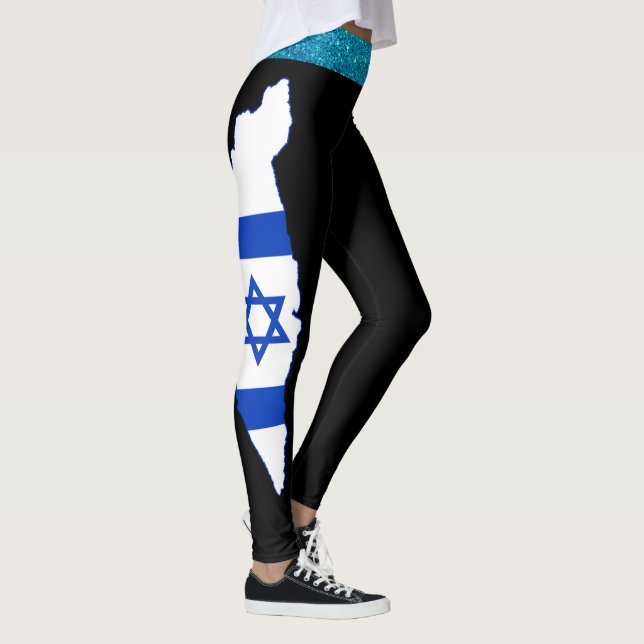 Legging Dazzle em miras azuis, Design de bandeira israelen (Direita)