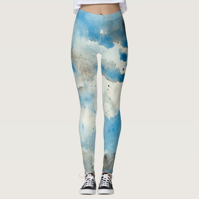 legging de aguarela abstrata (Frente)