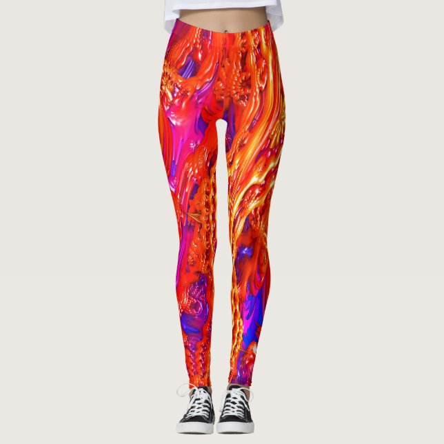 Legging De "caneleiras da arte do Fractal da salada (Frente)