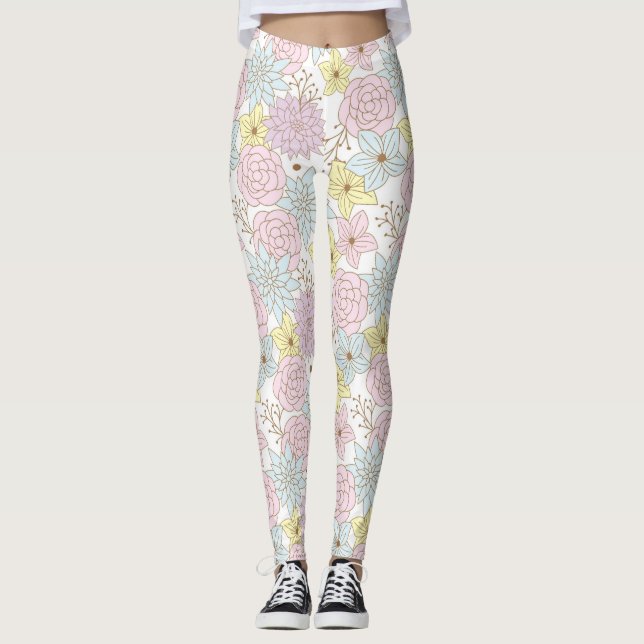 legging de flores de primavera (Frente)