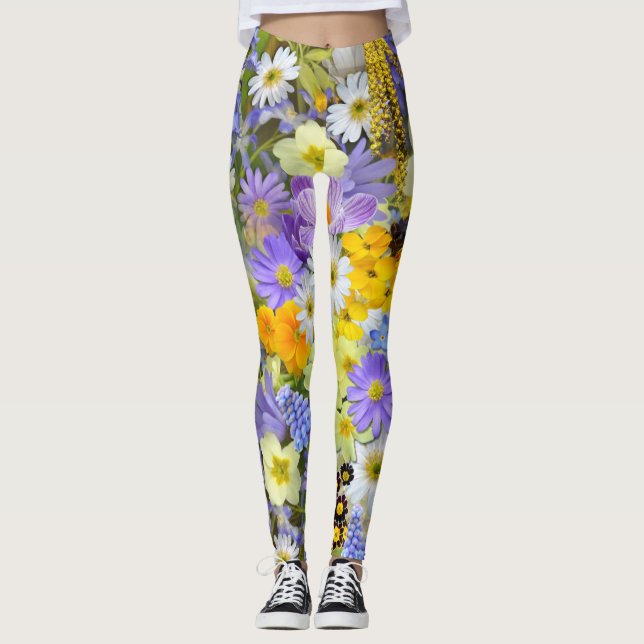 legging de flores de primavera (Frente)