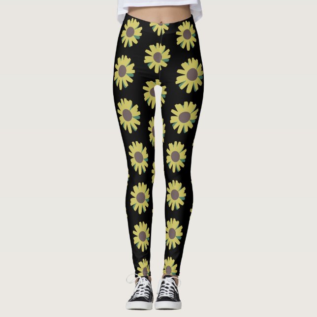 Legging de Ioga Botânico de Girassol Simples (Frente)