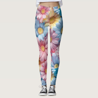 Legging de ioga flores cor pastel