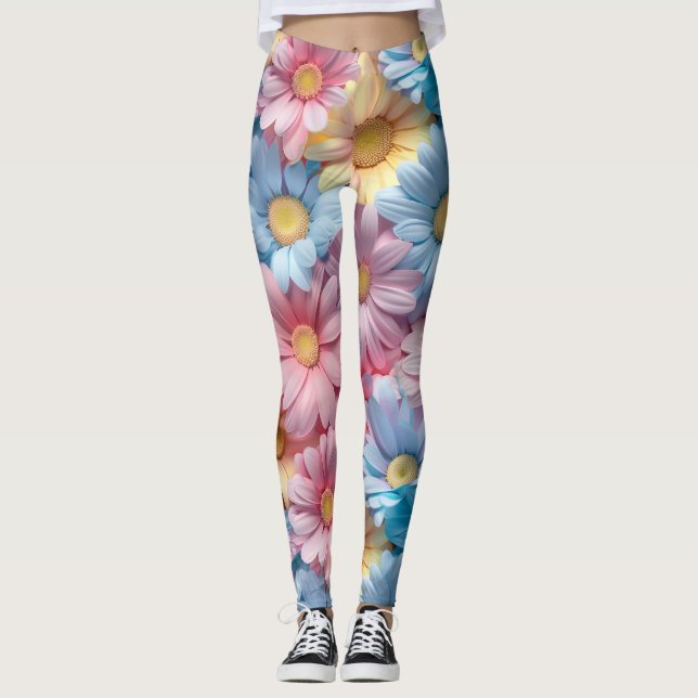 Legging de ioga flores cor pastel (Frente)