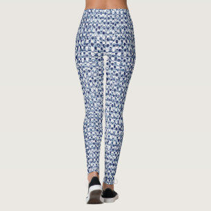 Legging De matéria têxtil azul da verificação de Itaji