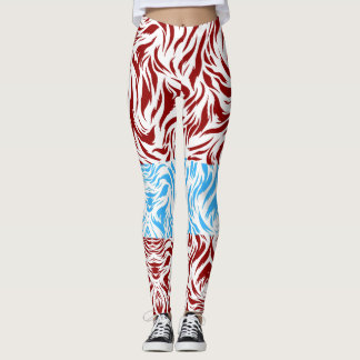 Legging de Redemoinho Abstrato Vermelho e Azul Vib