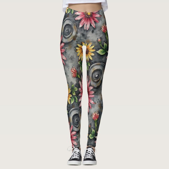Legging Deconstructed Floral Mandalas Seamless Pattern (Frente)