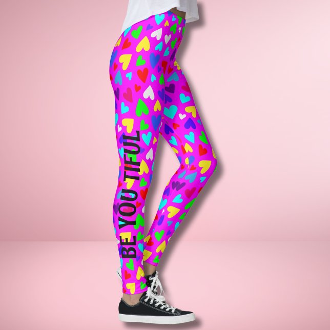 Legging Decora Estilo Texto Personalizado Arco-íris Coraçã (Criador carregado)
