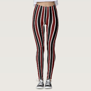 Legging Decoração das tiras brancas de marrom preto vertic