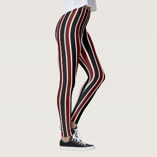 Legging Decoração de Listras Verticais Pretas e Bege Branc