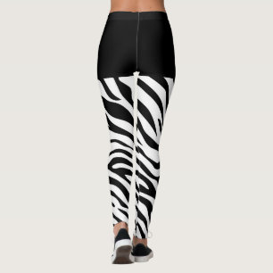 Legging Decoração de Zebra Negra e Branca em