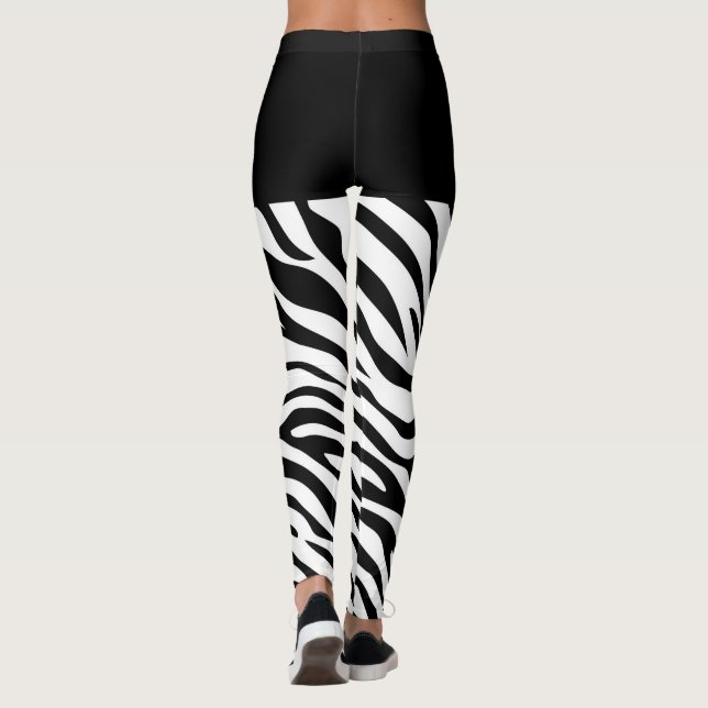 Legging Decoração de Zebra Negra e Branca em (Verso)