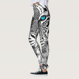 Legging Decoração dos olhos azuis do tigre sobre