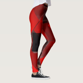 Legging decoração geométrica abstrato preto vermelho